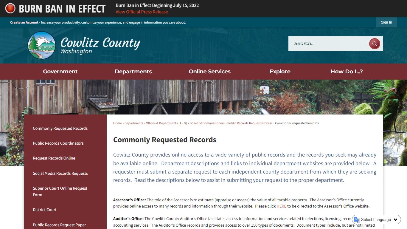 Commonly Requested Records | Cowlitz County, WA - Official ...